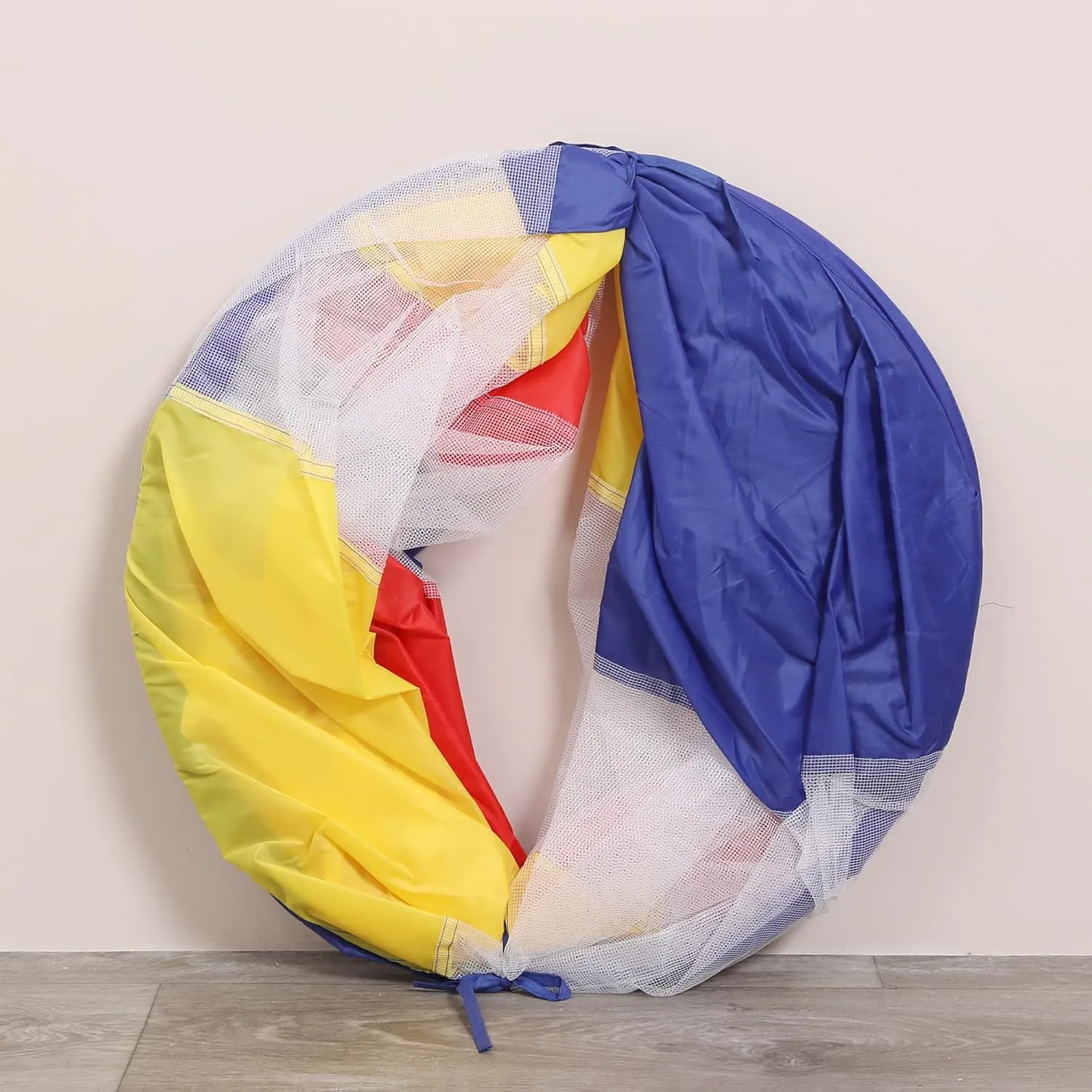 LimitlessFunN Crawling Kids Play Tunnel [ Pop Up Portable Rainbow Tunnel ] for Children, Toddlers, Boys & Girls, Pet, Dogs & Cats, Indoor & Outdoor Toys (Red, Yellow, Blue with mesh)