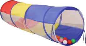 LimitlessFunN Crawling Kids Play Tunnel [ Pop Up Portable Rainbow Tunnel ] for Children, Toddlers, Boys & Girls, Pet, Dogs & Cats, Indoor & Outdoor Toys (Red, Yellow, Blue with mesh)