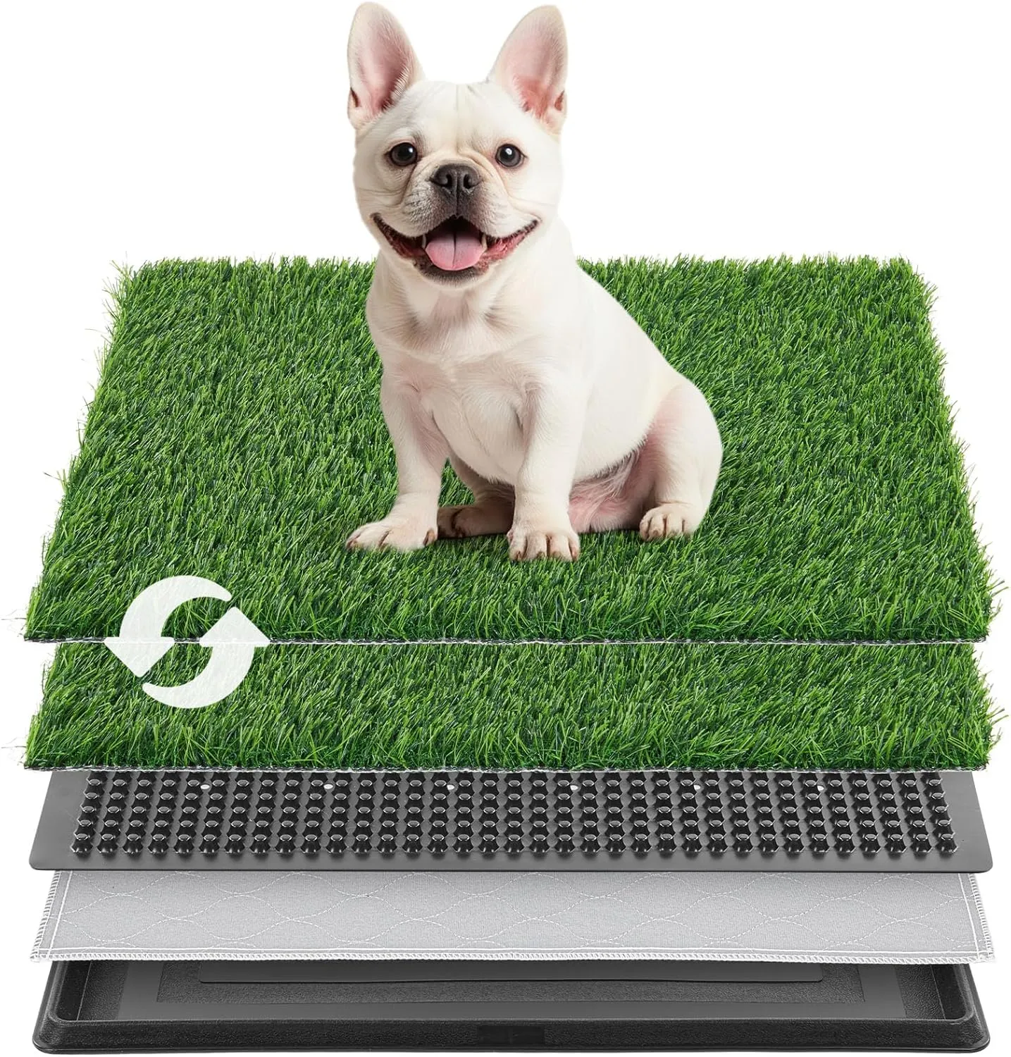 LOOBANI Dog Grass Pad with Tray - Dog Litter Box with 2 Artificial Grass Pads  Highly Absorbent Puppy Pad- Potty Tray for Balcony Apartment Indoor Outdoor Use - 16x20 Inch