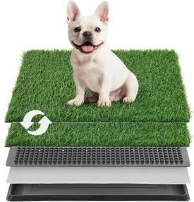 LOOBANI Dog Grass Pad with Tray - Dog Litter Box with 2 Artificial Grass Pads  Highly Absorbent Puppy Pad- Potty Tray for Balcony Apartment Indoor Outdoor Use - 16x20 Inch