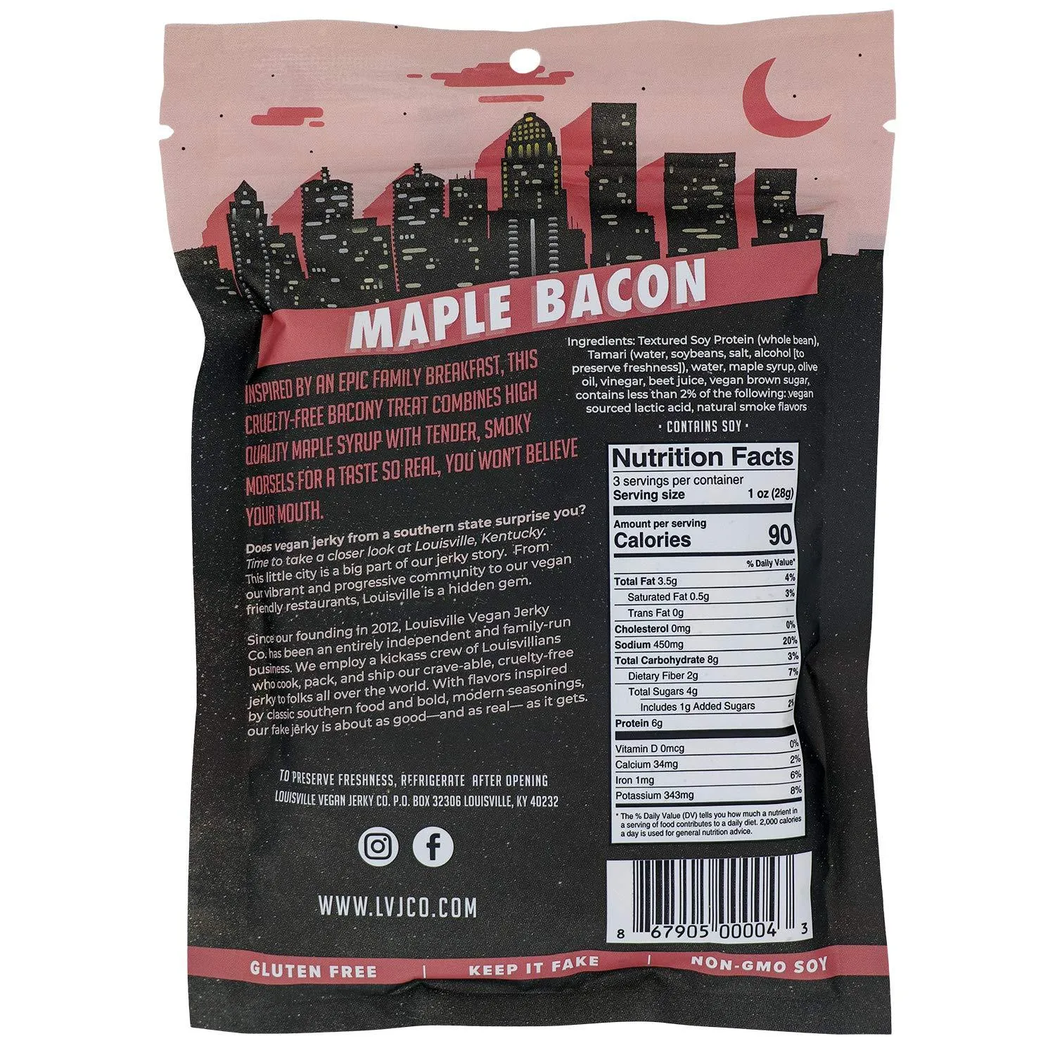 Louisville Vegan Jerky - Maple Bacon, 3oz