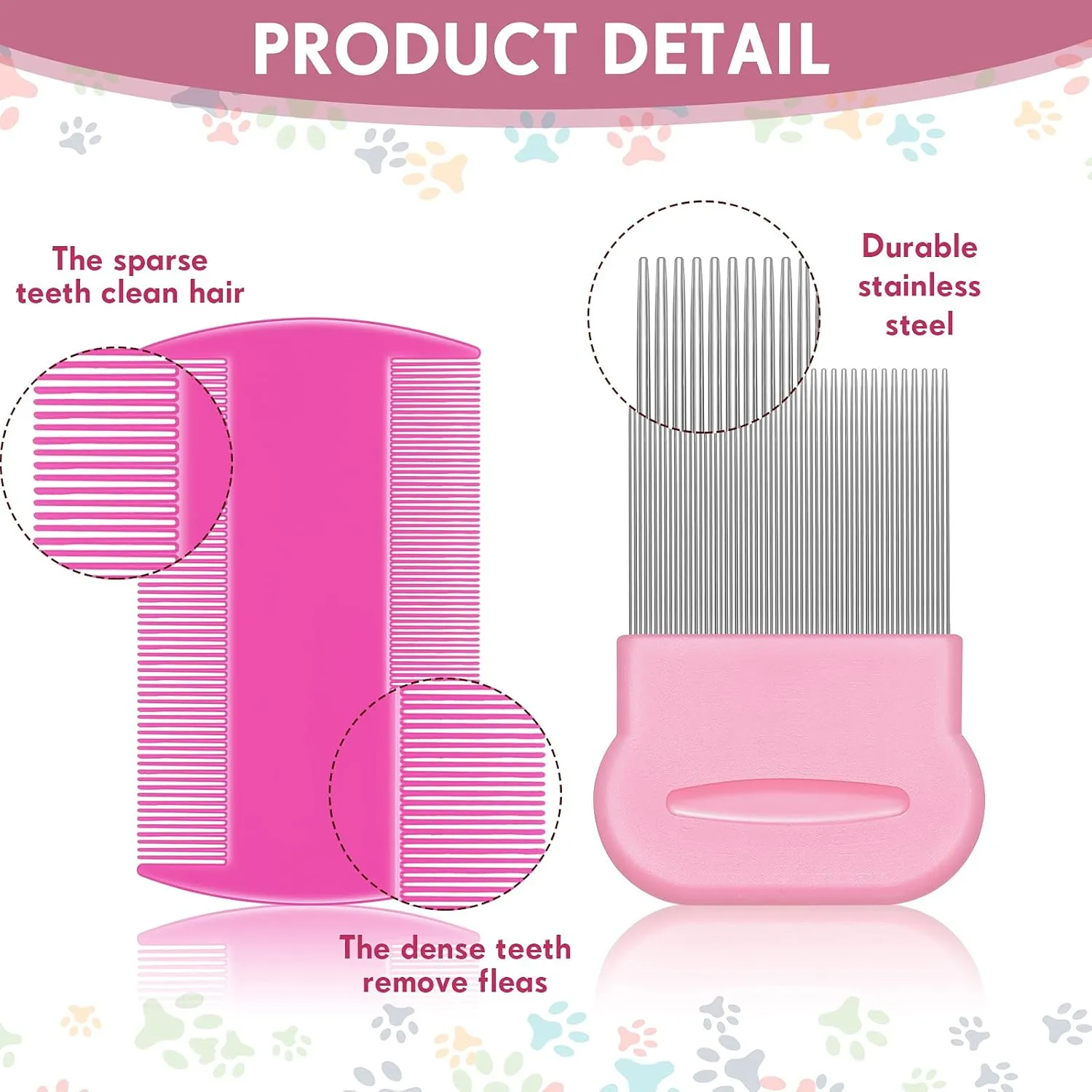 Maitys 8 Pieces Flea Lice Combs Double Sided Lice and Nit Removal Hair Grooming Plastic and Metal Comb for Humans Pets(4 x 2 Inch, 2.24 x 2.24 Inch,Pink, Light Blue, Blue, White, Green, Red, Yellow)