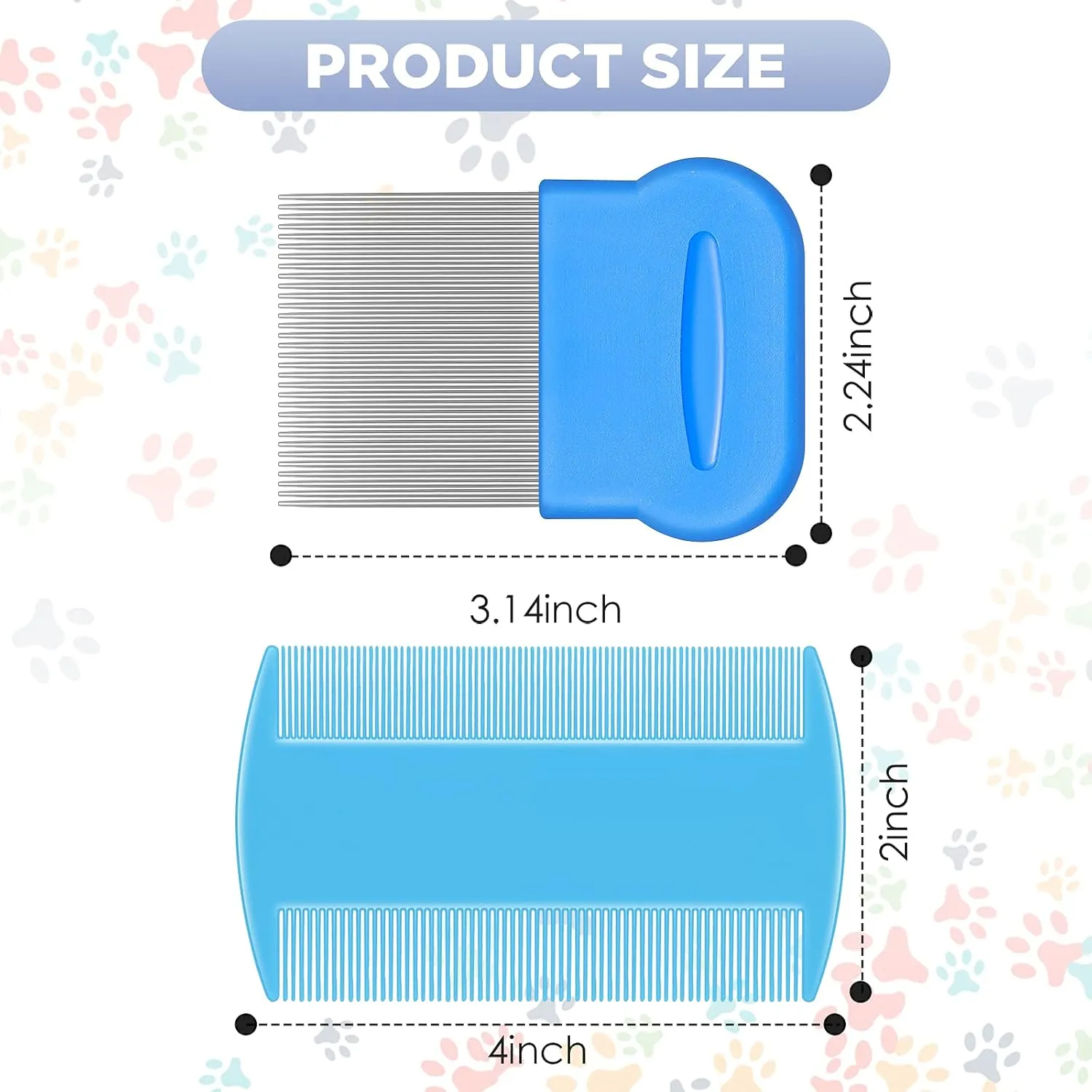 Maitys 8 Pieces Flea Lice Combs Double Sided Lice and Nit Removal Hair Grooming Plastic and Metal Comb for Humans Pets(4 x 2 Inch, 2.24 x 2.24 Inch,Pink, Light Blue, Blue, White, Green, Red, Yellow)