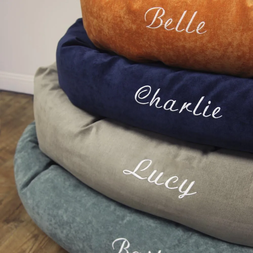 Majestic Pet Personalized Villa Shredded Memory Foam Mix Calming Dog Bed Washable - Cozy Soft Round Dog Bed with Spine for Head Support - Fluffy Donut Dog Bed, 40 Inch, Storm