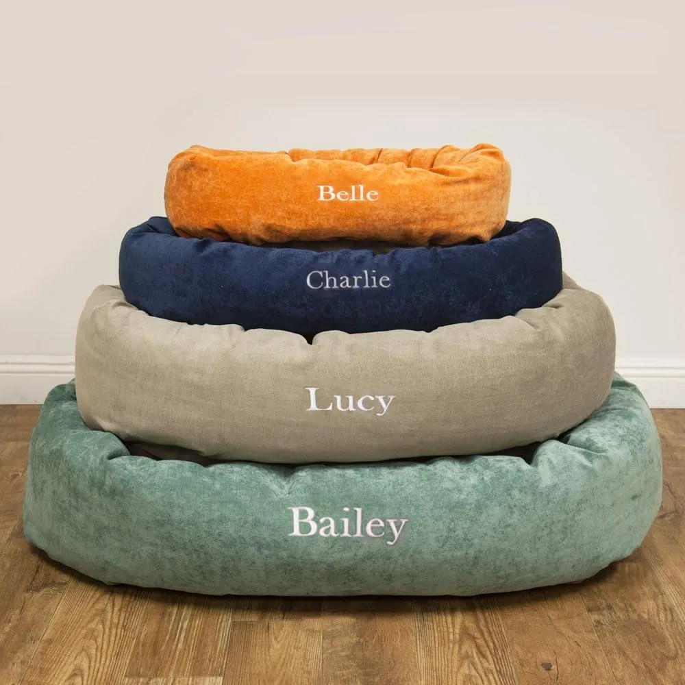 Majestic Pet Personalized Villa Shredded Memory Foam Mix Calming Dog Bed Washable - Cozy Soft Round Dog Bed with Spine for Head Support - Fluffy Donut Dog Bed, 40 Inch, Storm