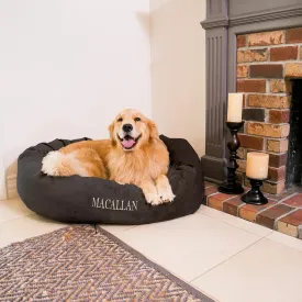 Majestic Pet Personalized Villa Shredded Memory Foam Mix Calming Dog Bed Washable - Cozy Soft Round Dog Bed with Spine for Head Support - Fluffy Donut Dog Bed, 40 Inch, Storm