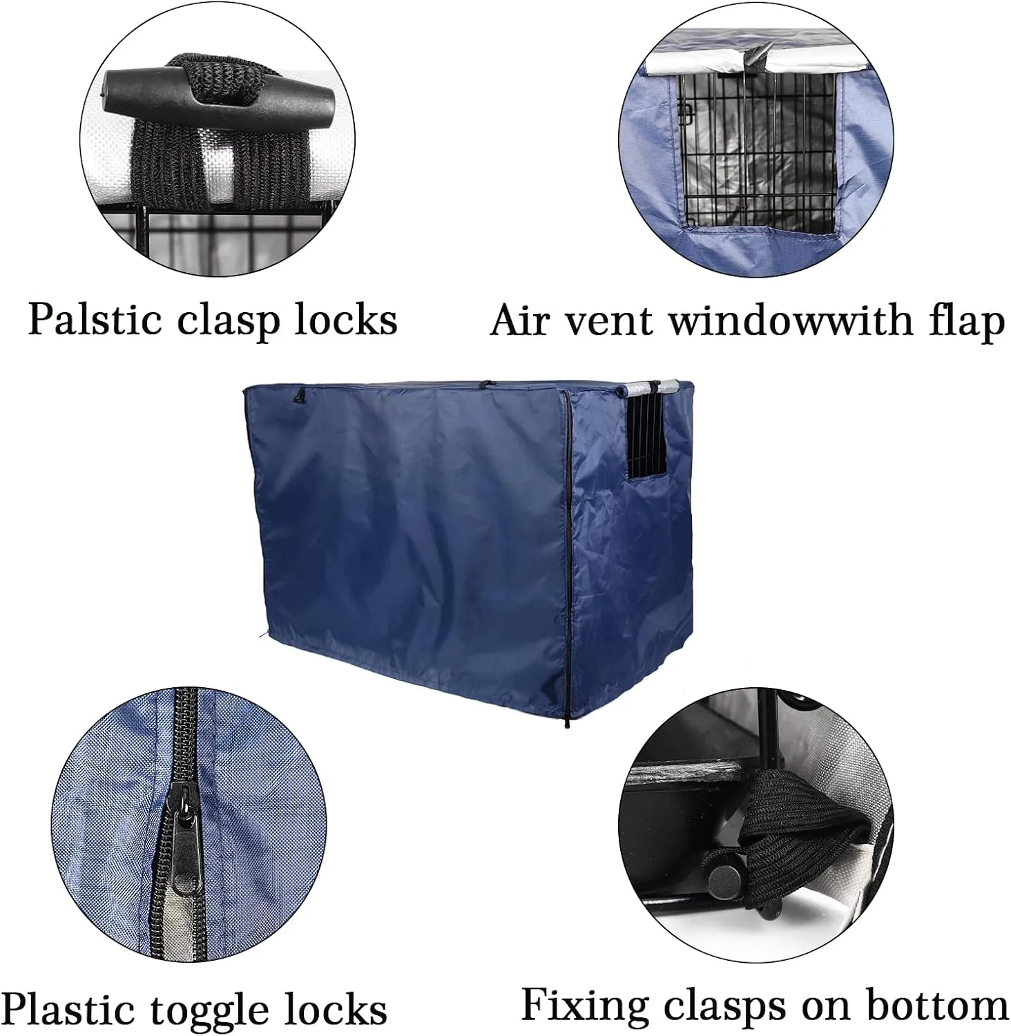 Medibot Dog Crate Cover 36 inch - Double Door, Dog Kennel Indoor, Waterproof Dog Kennel Cover with Air Vent Window, for Indoor/Outdoor Most Wire Dog Crate(Navy Blue)