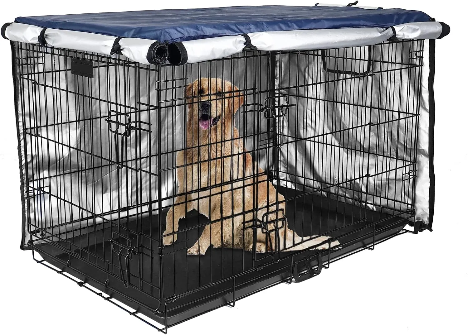 Medibot Dog Crate Cover 36 inch - Double Door, Dog Kennel Indoor, Waterproof Dog Kennel Cover with Air Vent Window, for Indoor/Outdoor Most Wire Dog Crate(Navy Blue)