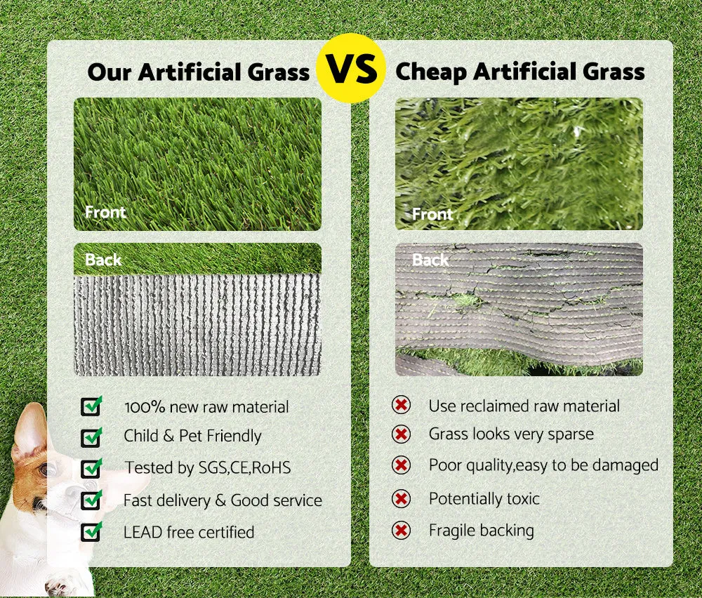 MOBI OUTDOOR Artificial Grass Synthetic Fake Lawn 10SQM Turf Plastic Plant 30mm