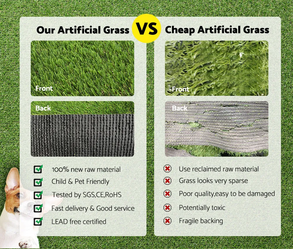 MOBI OUTDOOR Artificial Grass Synthetic Fake Lawn 2mx5m Turf Plastic Plant 30mm