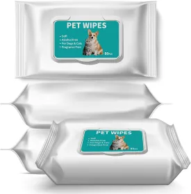 Natural Pet Wipes for Dogs and Cats 100% Natural Plant Based, Dog Cleaning Deodorizing Puppy Wipes | Dog for Paws and Butt (320pcs - 4 Pack)