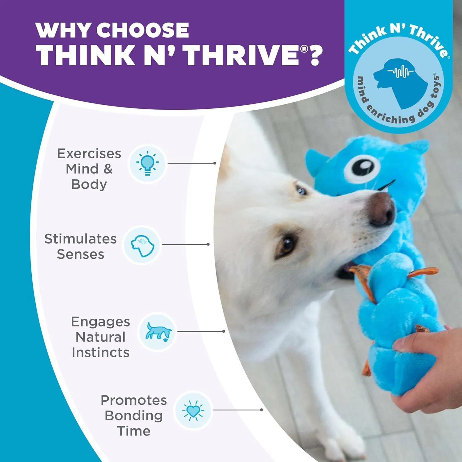 Outward Hound by Nina Ottosson Twistiez Interactive Plush Dog Treat Puzzle, Monster, Blue