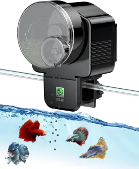 Pawfly Automatic Fish Feeder for Aquarium - 60 ml Adjustable Food Dispenser With Auto Timer for Pellets, Granules & Strips - Holiday Timer, Battery Operated (Not Included)