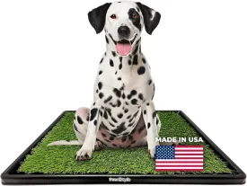 PawLyfe Potty Lawn - 20"x25" Artificial Grass Patch with Tray - Indoor and Outdoor Reusable Grass Pee Pad for Dog Training - Non-Toxic - Easy to Clean - Perfect for Apartments and on Balcony or Porch