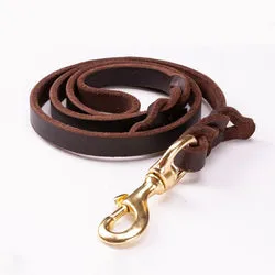 PAWS ASIA Manufacturers Brown Luxury Pure Leather Heavy Duty Dog Leash For Large Dog