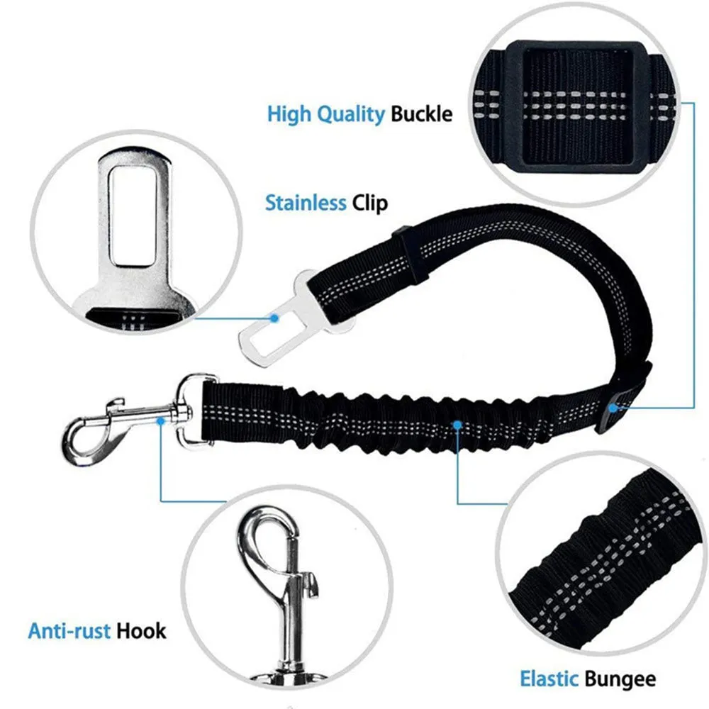 PAWS ASIA Manufacturers Quality Reflectively Nylon Stretchy Retractable Car Dog Leash Rope