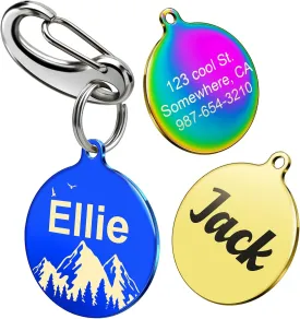 Personalized Dog Tags Engraved for Pets - Durable Stainless Steel Custom Cat and Dog ID Name Tags for Collar - Funny Cute Kitten and Puppy Essentials, Unique Charm Stuff - Small, Medium and Large Size