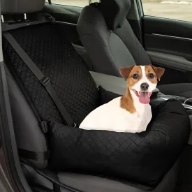 Pet Car Seat for Small to Medium Dogs and Cats up to 44lbs - Car Accessories with Tether and Removable Washable Cover - Pet Booster Seat for Front or Back by PETMAKER (Black)