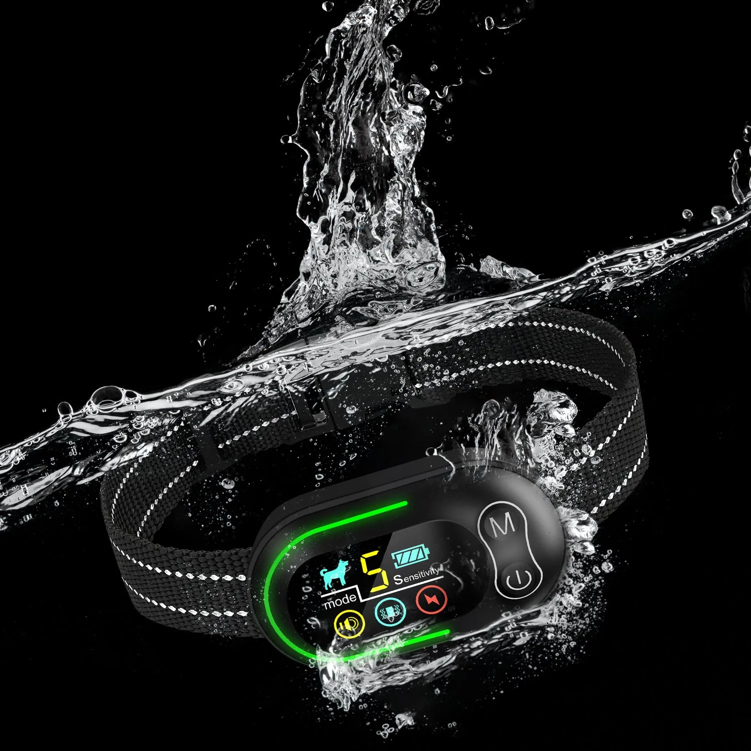 Pet Life ® Digi-Bark LED 5-Level Sensitivity and 6-Step Automated Beep Vibration and Stimulation Anti-Bark Dog Collar