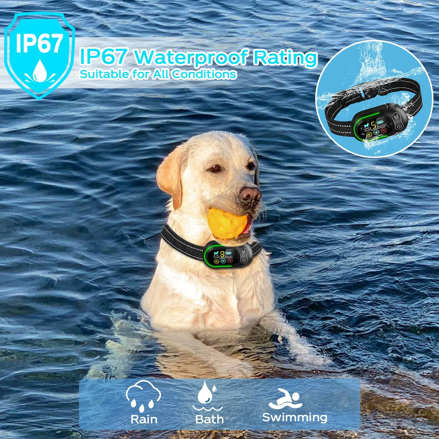 Pet Life ® Digi-Bark LED 5-Level Sensitivity and 6-Step Automated Beep Vibration and Stimulation Anti-Bark Dog Collar