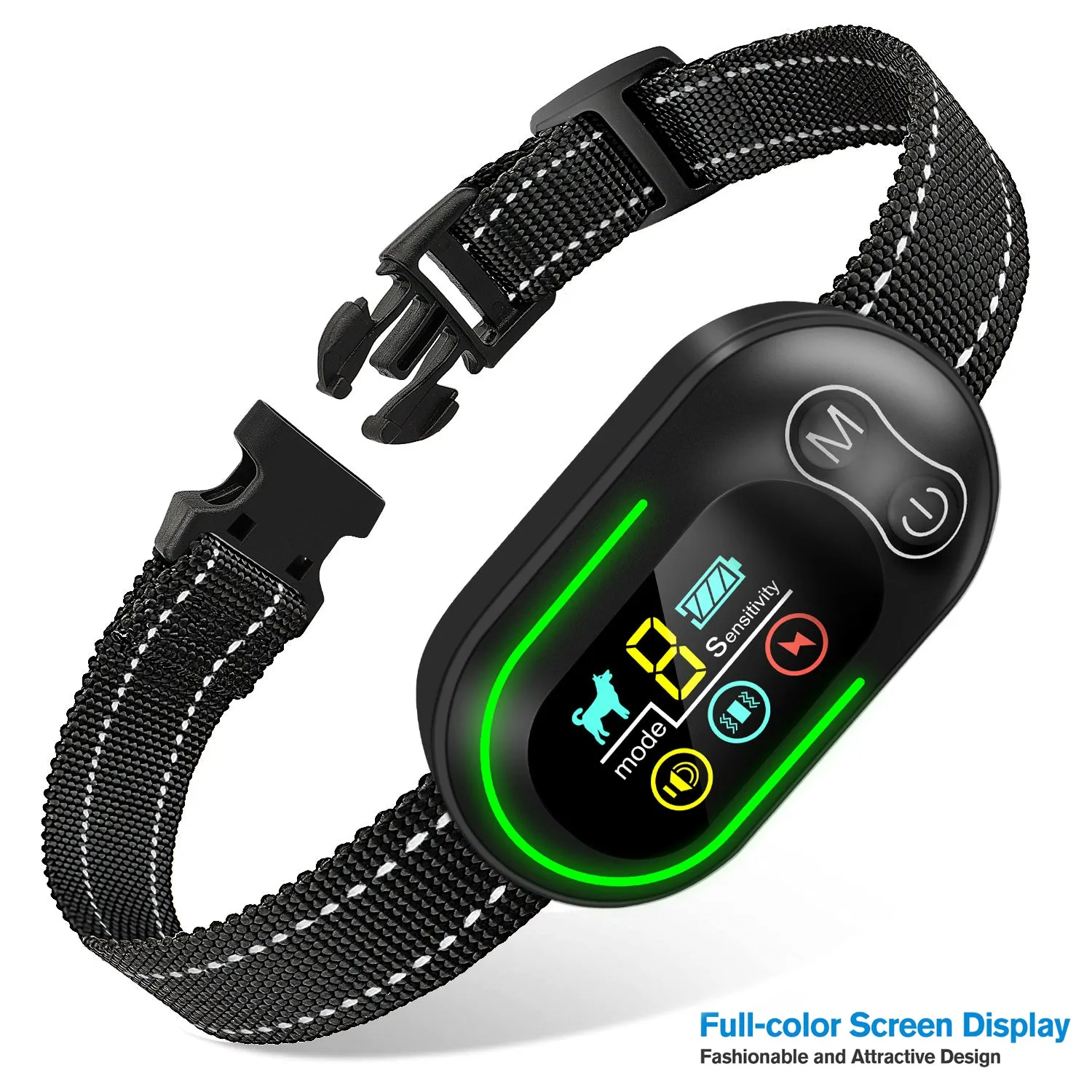 Pet Life ® Digi-Bark LED 5-Level Sensitivity and 6-Step Automated Beep Vibration and Stimulation Anti-Bark Dog Collar