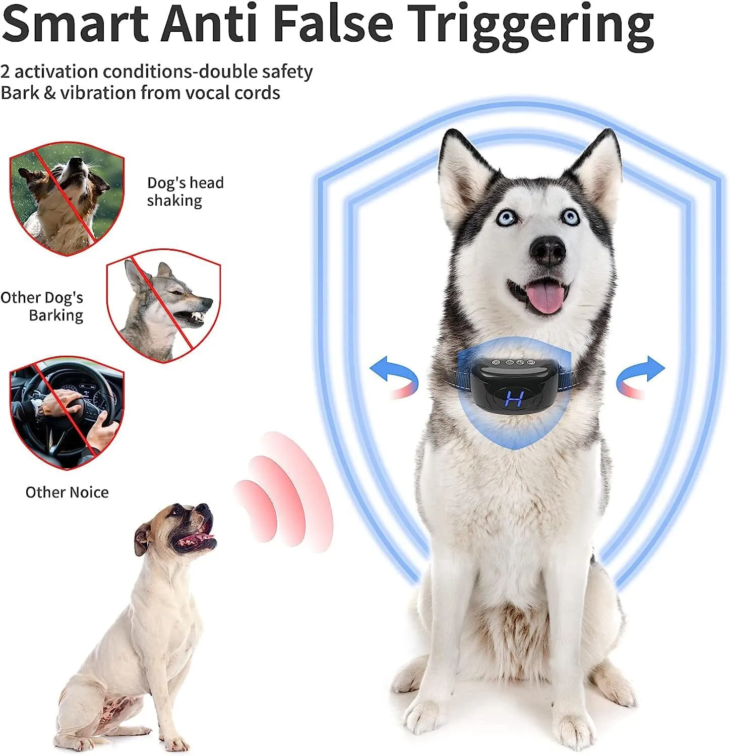 Pet Life ® Woofade 3-Level Sensitivity of Tone and Vibration Anti-Bark Dog Collar