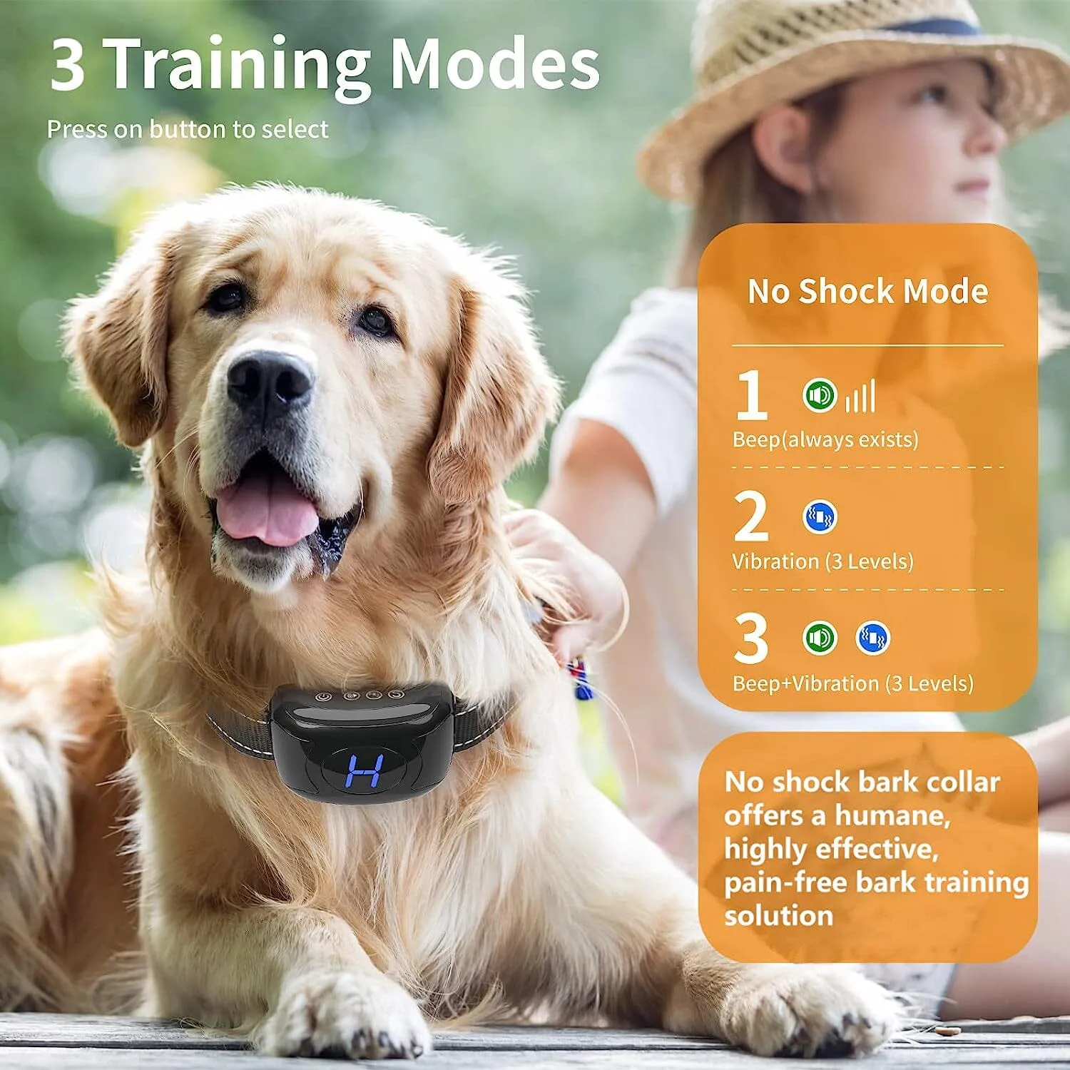 Pet Life ® Woofade 3-Level Sensitivity of Tone and Vibration Anti-Bark Dog Collar