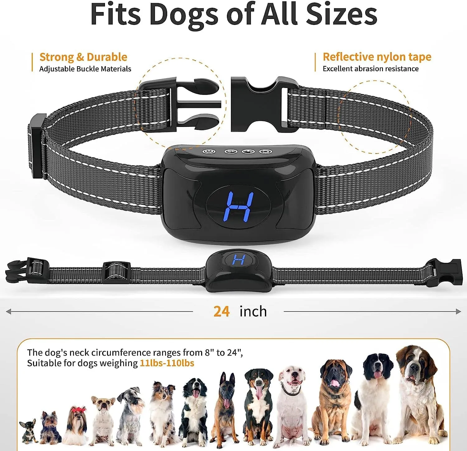 Pet Life ® Woofade 3-Level Sensitivity of Tone and Vibration Anti-Bark Dog Collar
