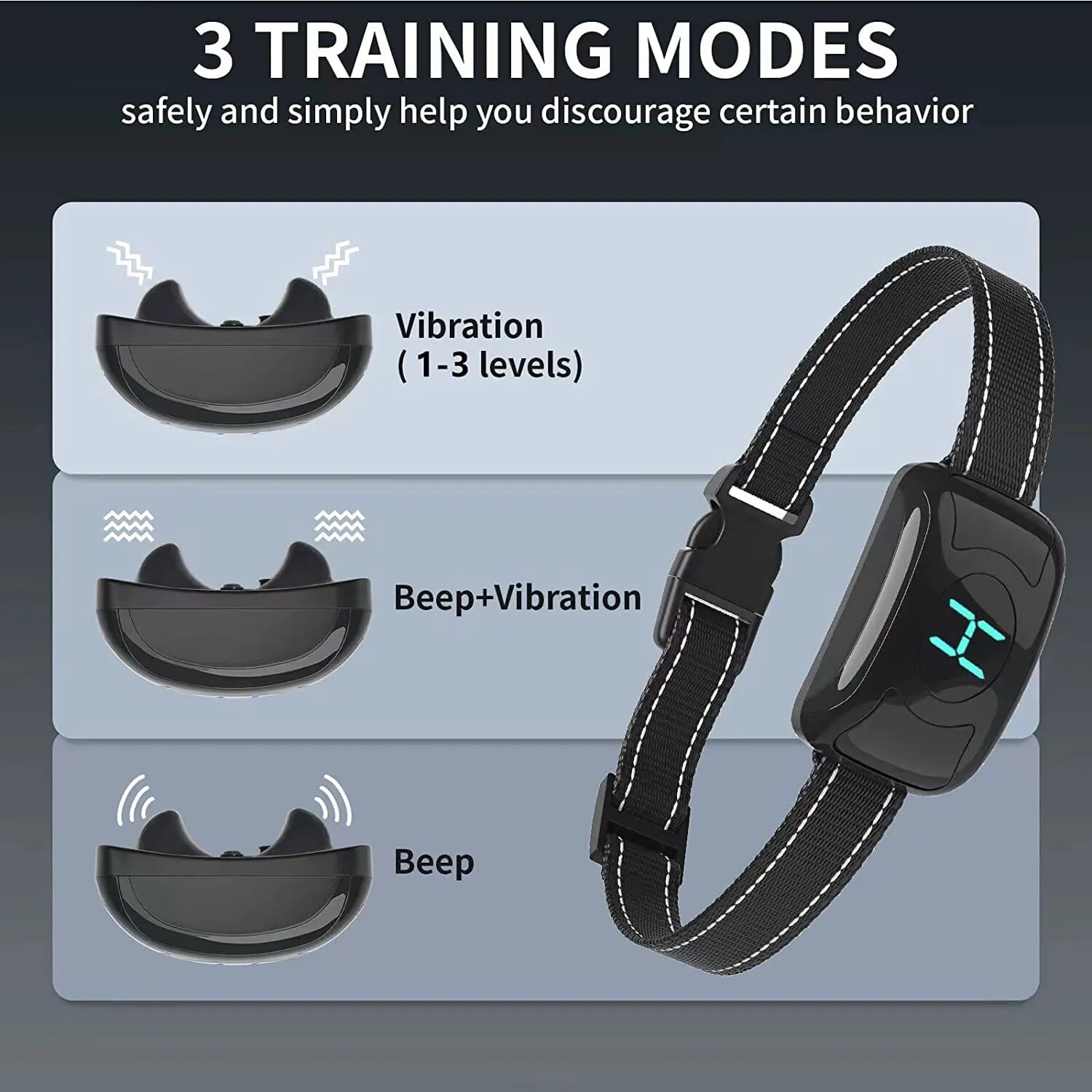 Pet Life ® Woofade 3-Level Sensitivity of Tone and Vibration Anti-Bark Dog Collar