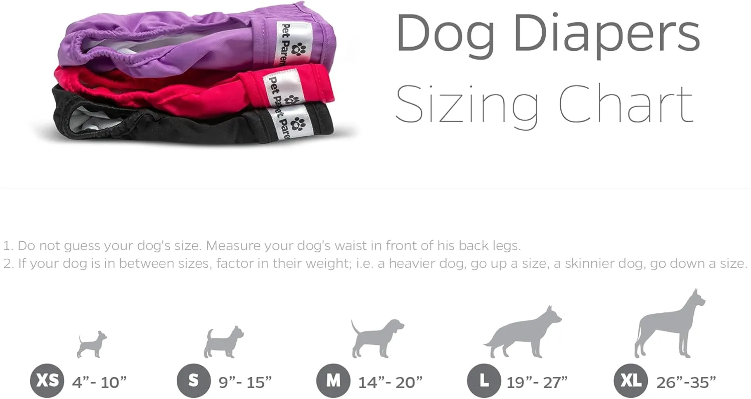 Pet Parents Washable Dog Diapers (3pack)   Extendrs of Durable Doggie Diapers, Premium Dog Diapers Female (X-Large, Princess)