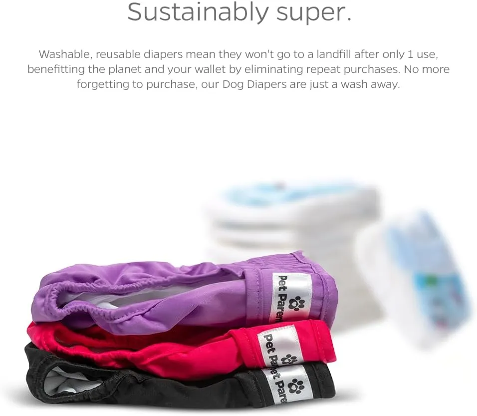 Pet Parents Washable Dog Diapers (3pack)   Extendrs of Durable Doggie Diapers, Premium Dog Diapers Female (X-Large, Princess)