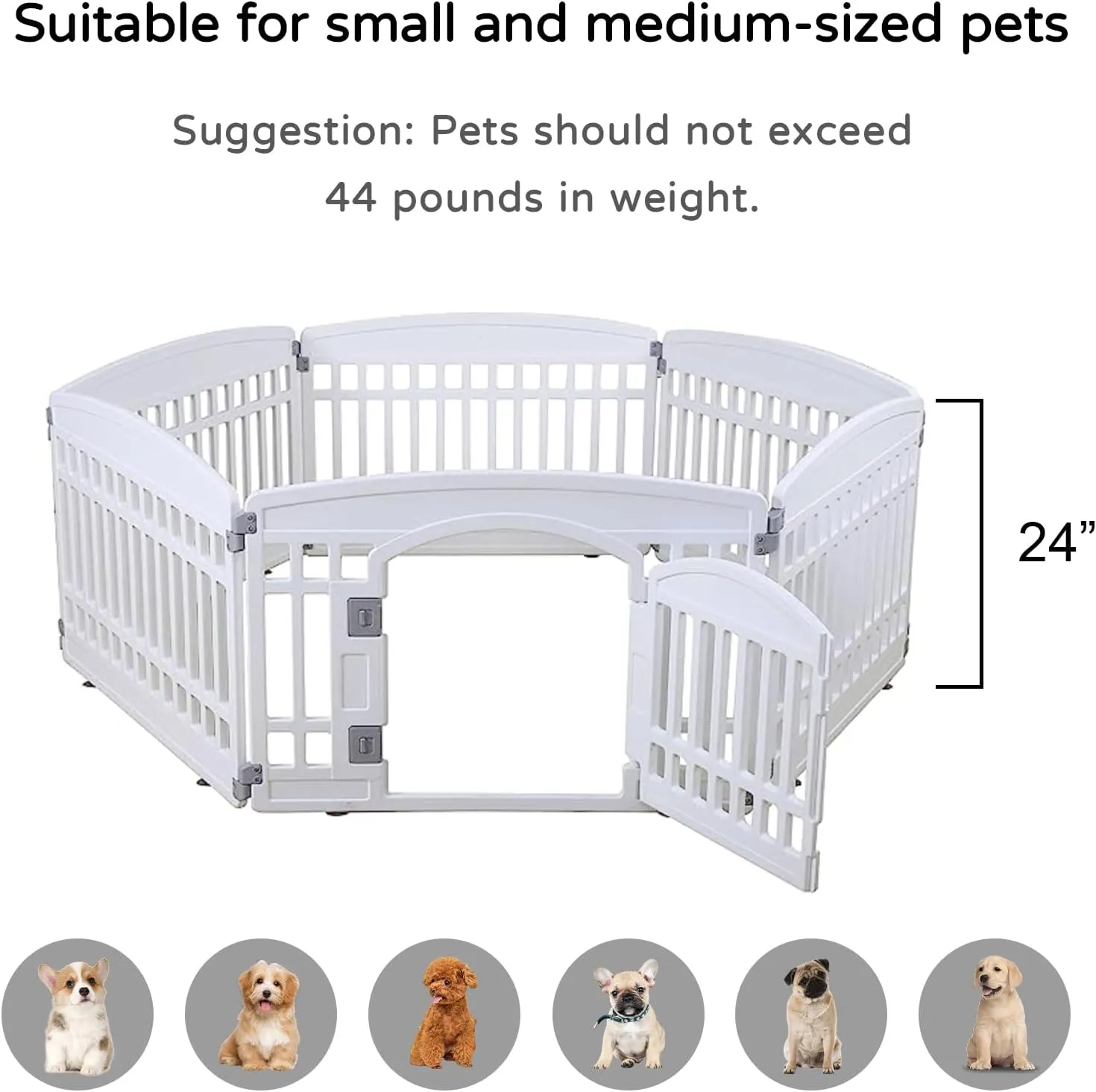 Pet Playpen for Dogs Heavy Plastic Puppy Exercise Pen Indoor Outdoor Small Pets Fence Puppies Folding Cage 6 Panels for Puppies and Small Dogs House Supplies (White 6*Panel)