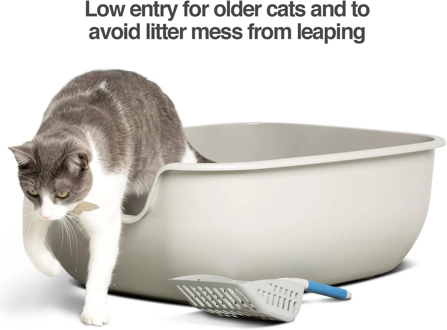 PetFusion Cat Litter Box Large (The BetterBox - Set of 2). Non-Stick Coating for Easier Cleaning and Superior Hygiene. Made of Stronger ABS Plastic