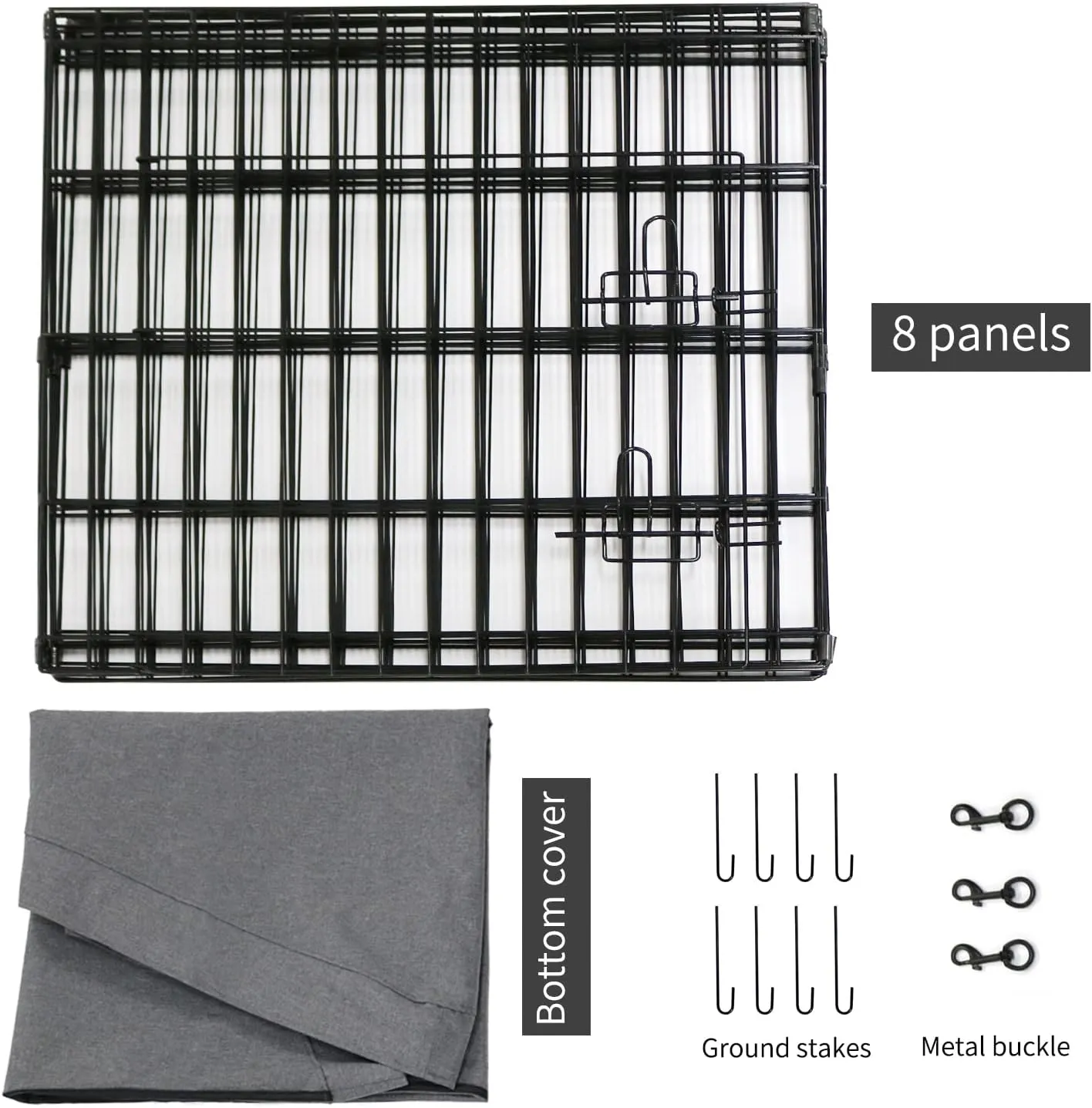 PETIME Foldable Metal Dog Exercise Pen/Pet Puppy Playpen Kennels Yard Fence Indoor/Outdoor 8 Panel 24" W x 36" H with Bottom Pad (with Bottom pad, 8 Panels 36" H)