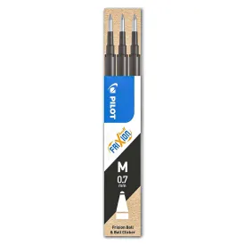 Pilot FriXion Ball & Ball Clicker M 0.7mm Synergy Tip Black Refills (3 Pack)