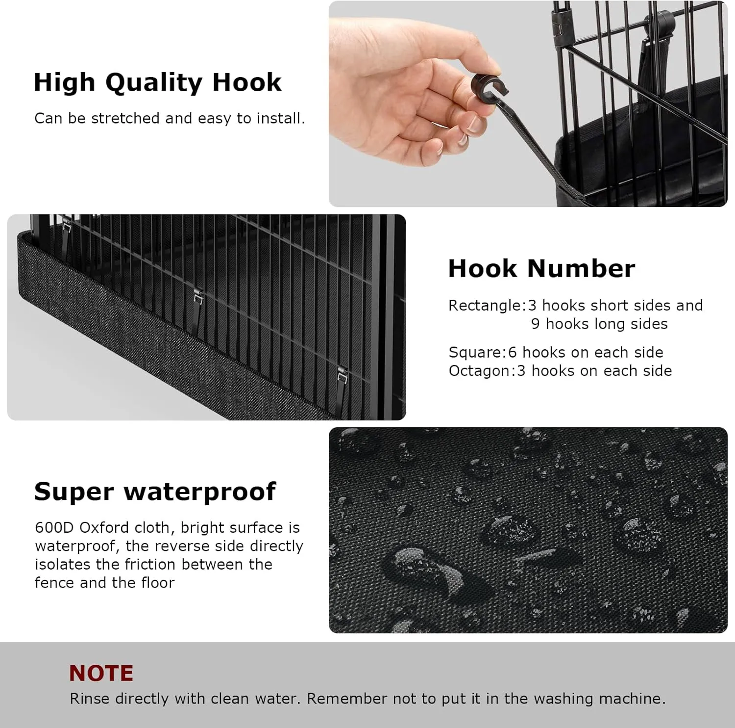 PJYuCien Dog Playpen - Metal Foldable Dog Exercise Pen, Pet Fence Puppy Crate Kennel Indoor Outdoor with 8 Panels 24H & Top Cover and Bottom Pad for Small Medium Pets
