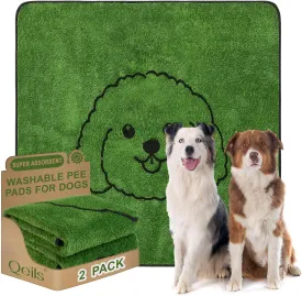 Qeils Reusable Puppy Pads, Washable Pee Pads for Dogs 2 Pack Durable Absorbent Leakproof Dog Training Pads for Home or Travel, Non-Slip Wee Wee Pads Potty Pads 48"x48"