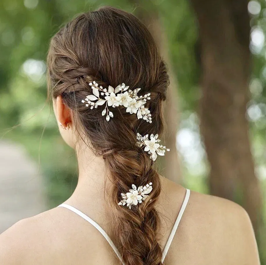 "Amaryllis" - Opal Bridal Hair Comb and Pin Set
