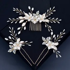 "Amaryllis" - Opal Bridal Hair Comb and Pin Set