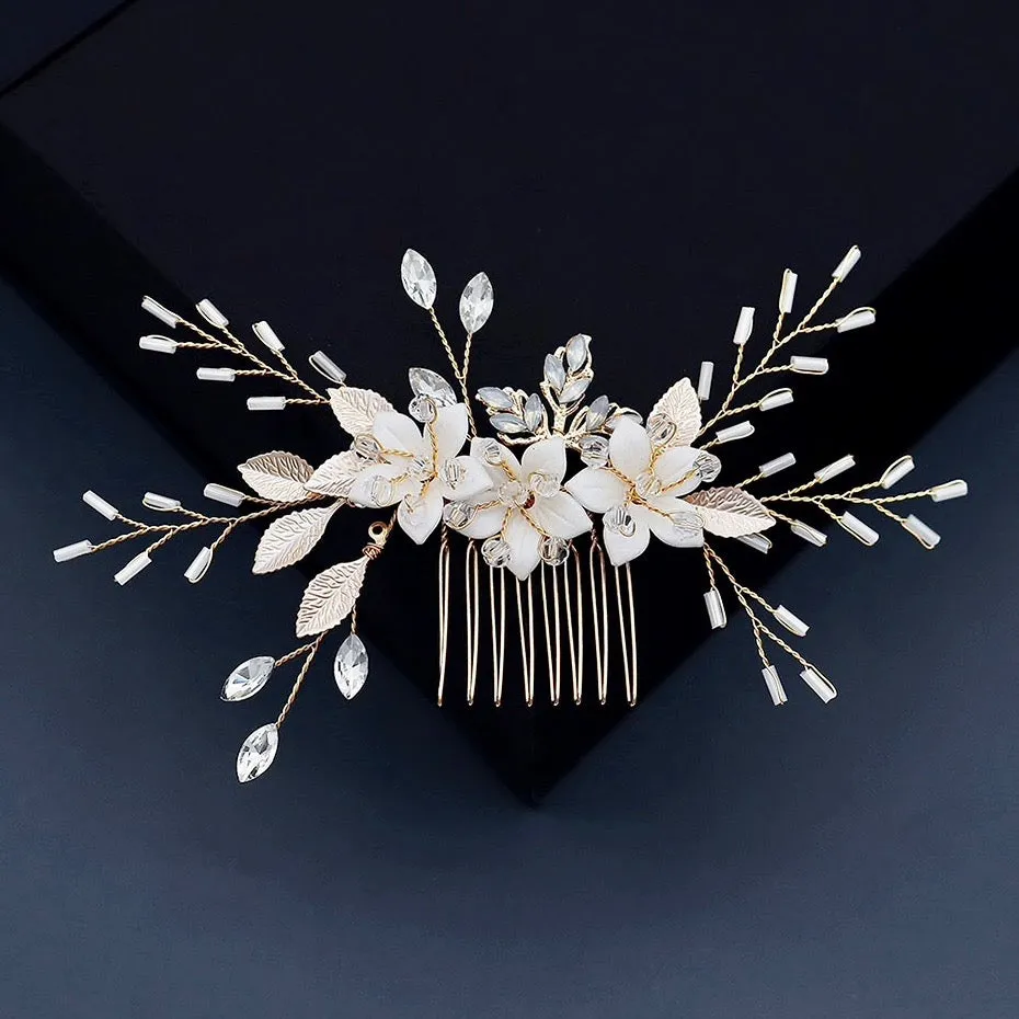 "Amaryllis" - Opal Bridal Hair Comb and Pin Set