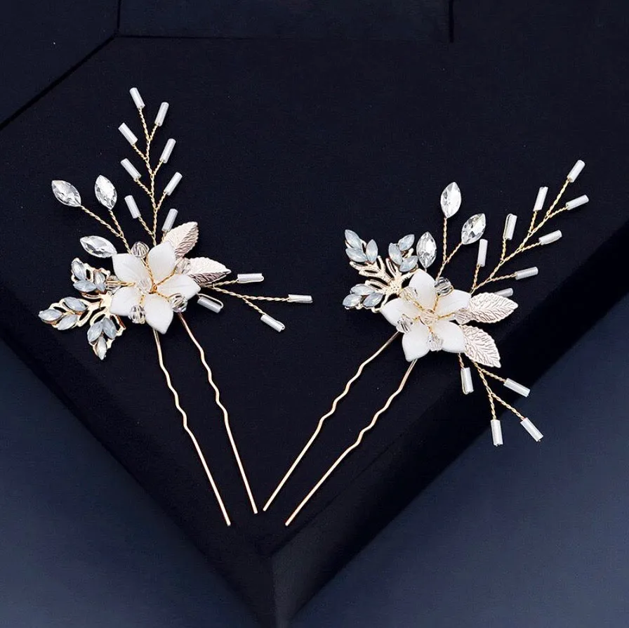 "Amaryllis" - Opal Bridal Hair Comb and Pin Set