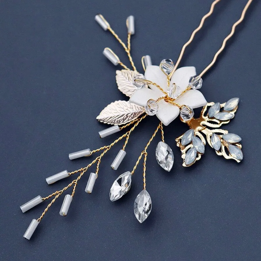 "Amaryllis" - Opal Bridal Hair Comb and Pin Set