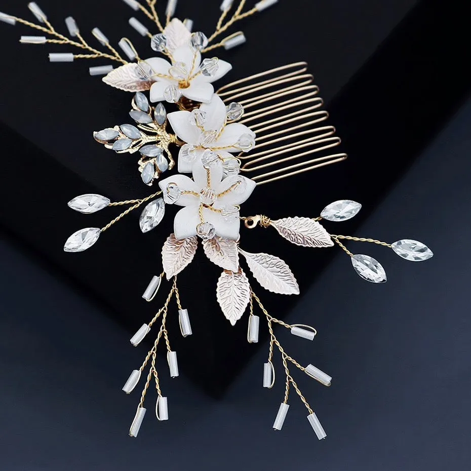 "Amaryllis" - Opal Bridal Hair Comb and Pin Set