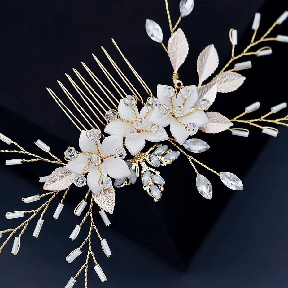 "Amaryllis" - Opal Bridal Hair Comb and Pin Set