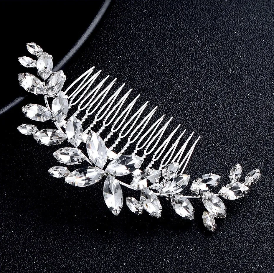 "Amina" - Silver Austrian Crystal Bridal Hair Comb