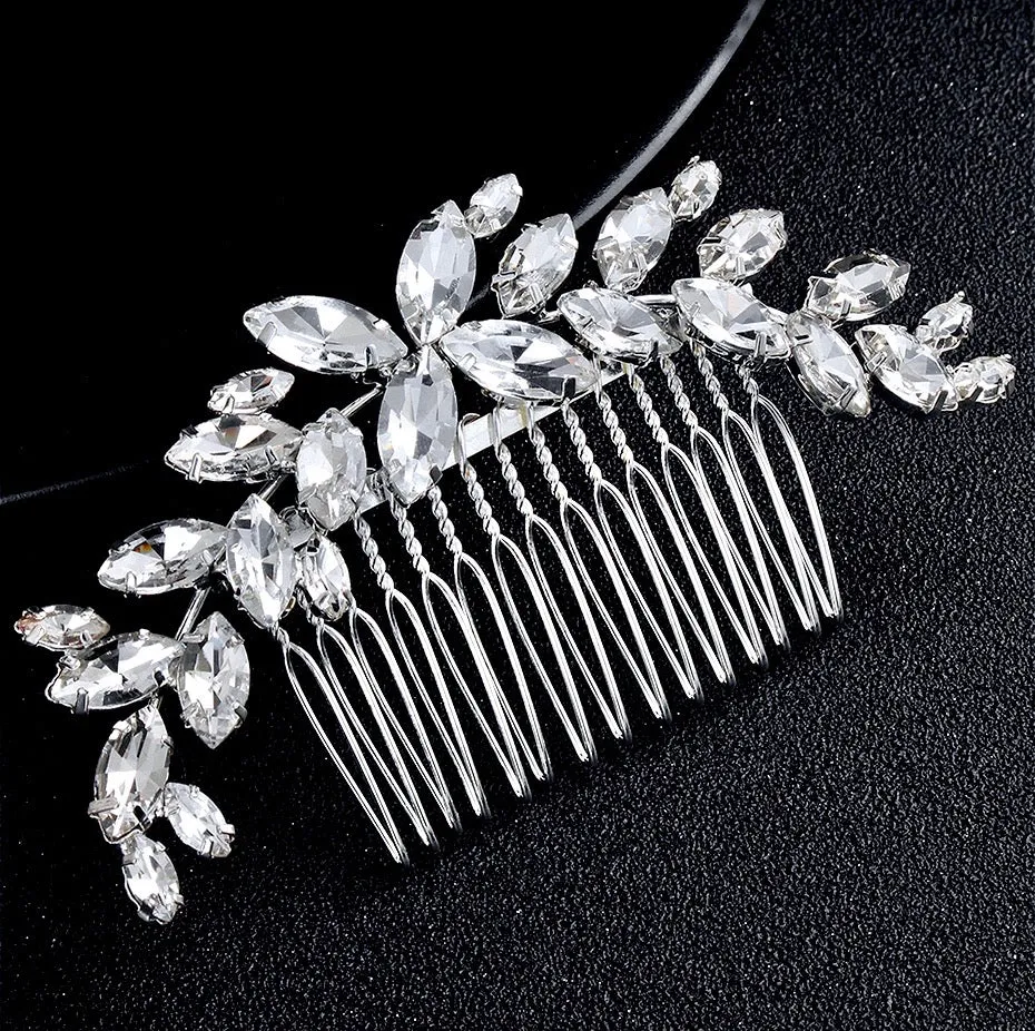 "Amina" - Silver Austrian Crystal Bridal Hair Comb