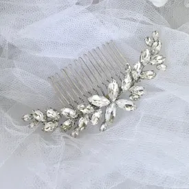 "Amina" - Silver Austrian Crystal Bridal Hair Comb