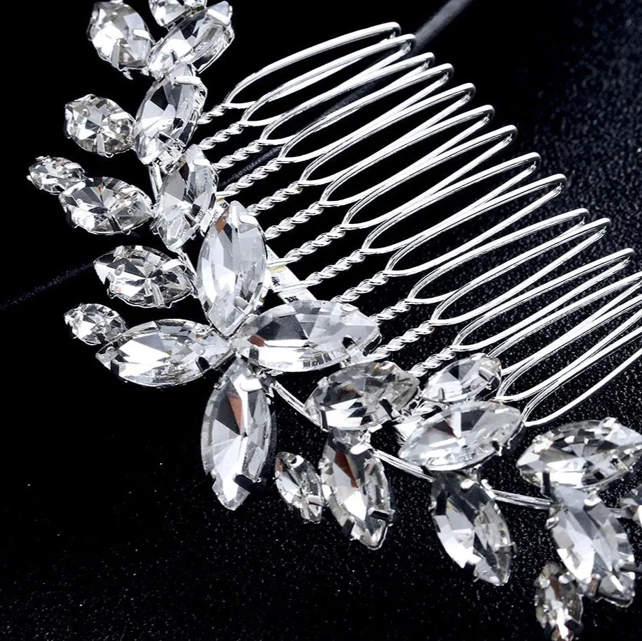 "Amina" - Silver Austrian Crystal Bridal Hair Comb