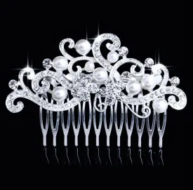 "Florence" - Pearl and Crystal Bridal Hair Comb - Available in Silver and Gold