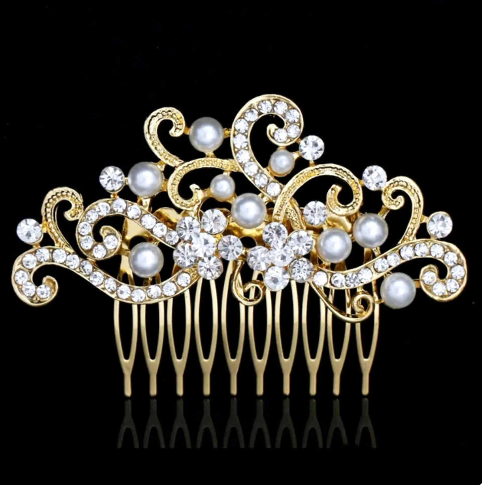 "Florence" - Pearl and Crystal Bridal Hair Comb - Available in Silver and Gold
